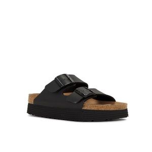 Birkenstock Arizona Platform Vegan Birko-Flor Sandals in Black!